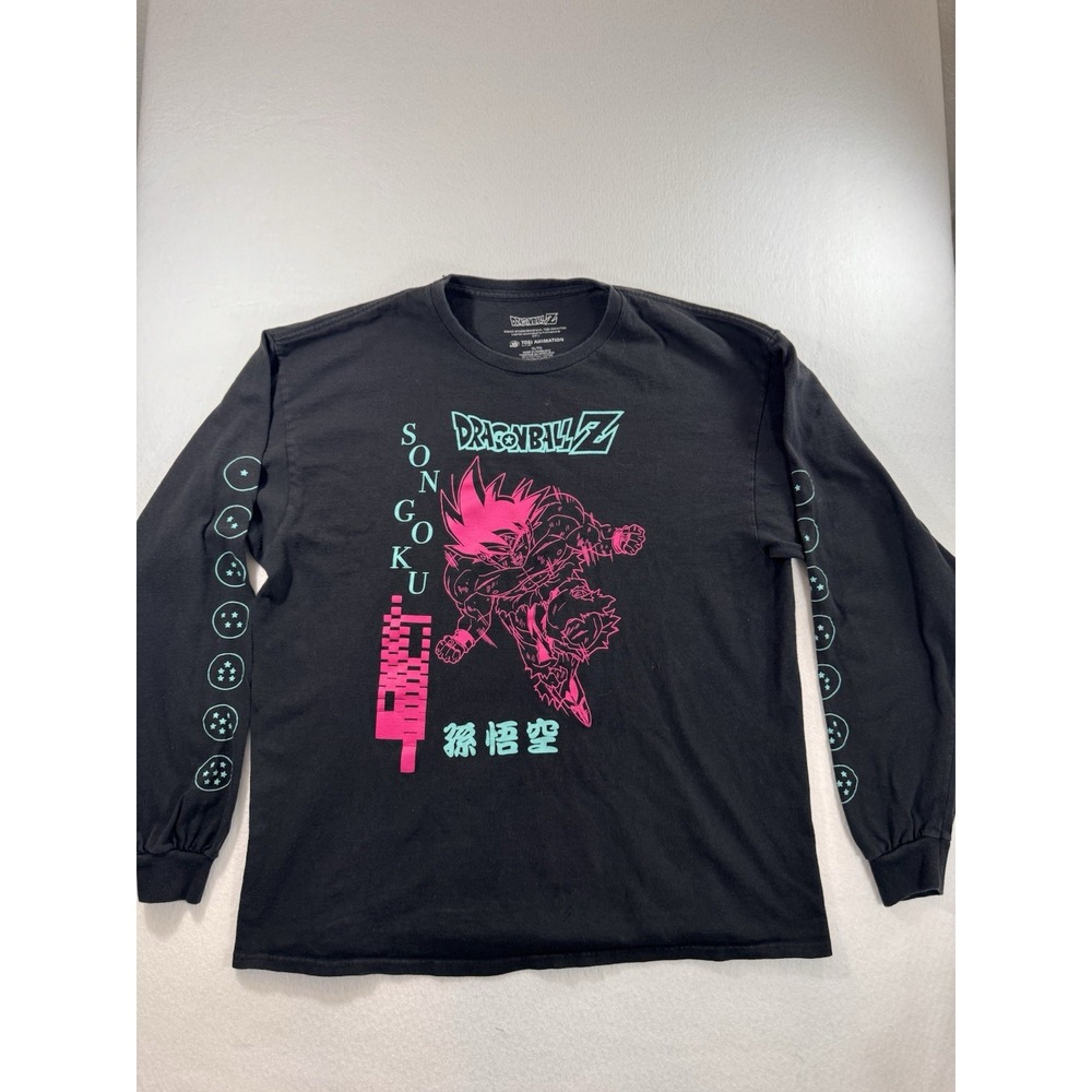 Dragonball Z Mens Graphic T Shirt XL Black "Son Goku" Dragon Balls On Sleeves